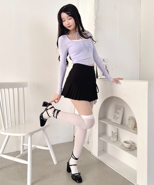 Loueme（ルエム）の「リボンクロップドトップス（Tシャツ/カットソー・レディース・ラベンダー/ブラック/ピンク/ホワイト・FREE）」の17枚目の写真