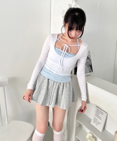 Loueme（ルエム）の「リボンクロップドトップス（Tシャツ/カットソー・レディース・ラベンダー/ブラック/ピンク/ホワイト・FREE）」の21枚目の写真