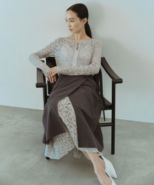 green label relaxing（グリーンレーベルリラクシング）の「＜SEASONAL COLLECTION＞2WAY レース ワンピース（ワンピース・レディース・ブラック/ライトグレー/ホワイト・FREE）」の3枚目の写真