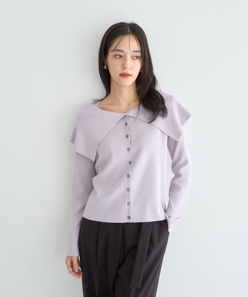 YECCA VECCA（イェッカヴェッカ）の「2wayオフショルカラーカーディガン（カーディガン/ボレロ・レディース・オフホワイト/ブラック/ベージュ/ラベンダー・FREE）」の4枚目の写真