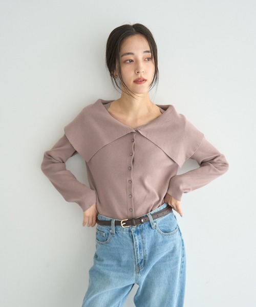 YECCA VECCA（イェッカヴェッカ）の「2wayオフショルカラーカーディガン（カーディガン/ボレロ・レディース・オフホワイト/ブラック/ベージュ/ラベンダー・FREE）」の3枚目の写真