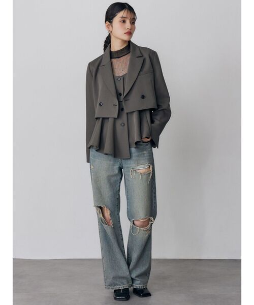 MURUA(ムルーア)の「【セットアップ対応】ショートテーラードジャケット(テーラードジャケット・レディース・ベージュ/ミント/グレー/ブラック・FREE)」の21枚目の写真