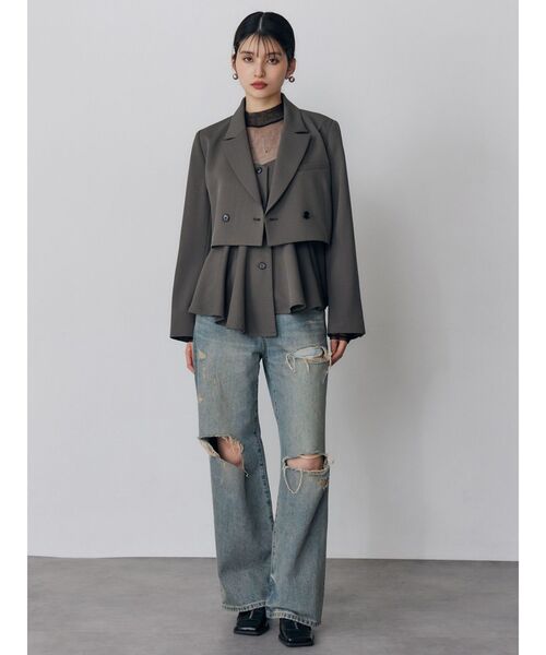 MURUA(ムルーア)の「【セットアップ対応】ショートテーラードジャケット(テーラードジャケット・レディース・ベージュ/ミント/グレー/ブラック・FREE)」の22枚目の写真