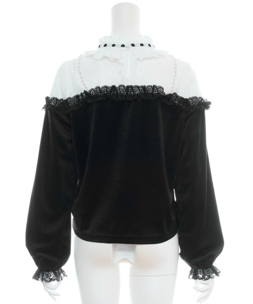 Secret Honey（シークレットハニー）の「パールストラップドッキングビスチェトップス（Tシャツ/カットソー・レディース・ブラック/オフホワイト・MEDIUM）」の7枚目の写真