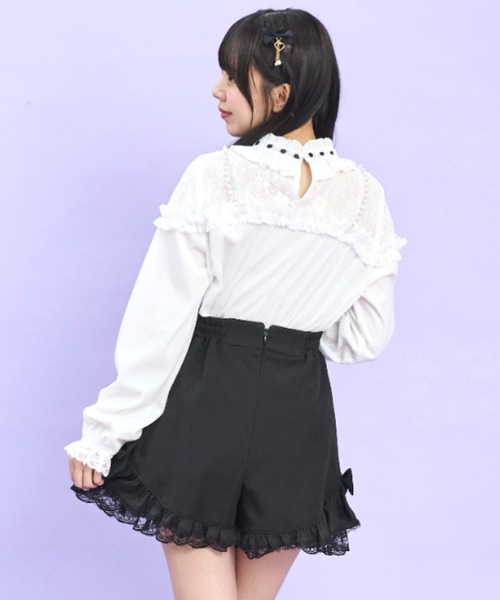 Secret Honey（シークレットハニー）の「パールストラップドッキングビスチェトップス（Tシャツ/カットソー・レディース・ブラック/オフホワイト・MEDIUM）」の4枚目の写真