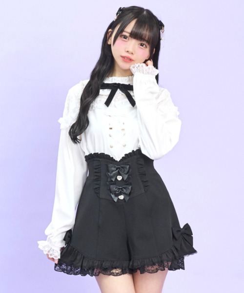 Secret Honey（シークレットハニー）の「パールストラップドッキングビスチェトップス（Tシャツ/カットソー・レディース・ブラック/オフホワイト・MEDIUM）」の3枚目の写真