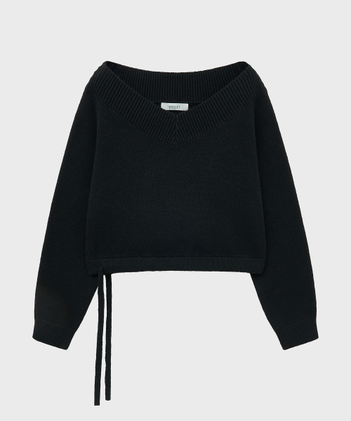 NOIRER FOR WOMAN(ノイアーフォーウーマン)の「ツーベイオフショルダーブイネックニット(ブラック)(ニット/セーター・レディース・その他・FREE)」の2枚目の写真