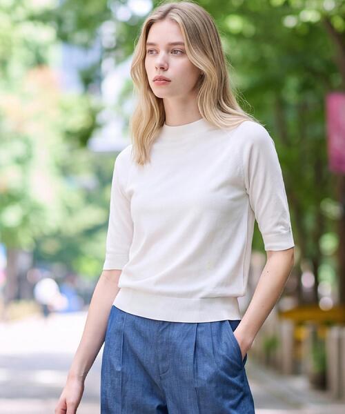 DRESSTERIOR(ドレステリア)の「【ウォッシャブル】コットンシルクハーフスリーブニット(ニット/セーター・レディース・ベビーピンク/ライトグレー/ネイビー/ブルー系その他・36/38/40)」の10枚目の写真