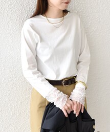 SHIPS Colors | SHIPS Colors:〈手洗い可能〉レース 切替スリーブ カットソー◇(Tシャツ/カットソー)