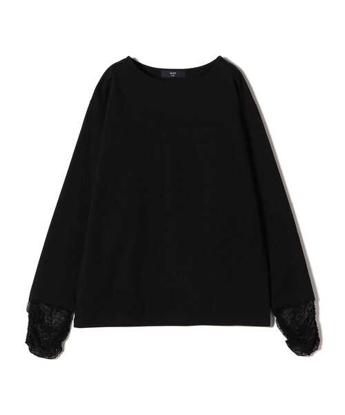 SHIPS Colors(シップス カラーズ)の「SHIPS Colors:〈手洗い可能〉レース 切替スリーブ カットソー◇(Tシャツ/カットソー・レディース・オフホワイト/ブラック/クリーム・ONE SIZE)」の6枚目の写真