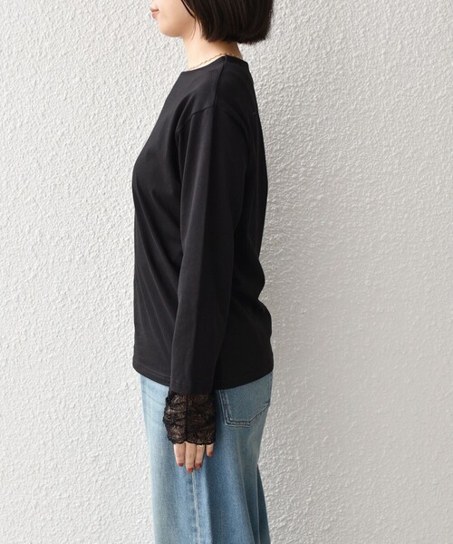 SHIPS Colors(シップス カラーズ)の「SHIPS Colors:〈手洗い可能〉レース 切替スリーブ カットソー◇(Tシャツ/カットソー・レディース・オフホワイト/ブラック/クリーム・ONE SIZE)」の15枚目の写真
