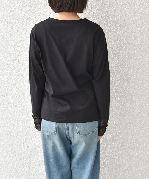 SHIPS Colors(シップス カラーズ)の「SHIPS Colors:〈手洗い可能〉レース 切替スリーブ カットソー◇(Tシャツ/カットソー・レディース・オフホワイト/ブラック/クリーム・ONE SIZE)」の16枚目の写真