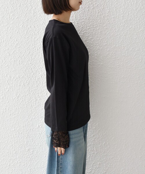 SHIPS Colors(シップス カラーズ)の「SHIPS Colors:〈手洗い可能〉レース 切替スリーブ カットソー◇(Tシャツ/カットソー・レディース・オフホワイト/ブラック/クリーム・ONE SIZE)」の17枚目の写真