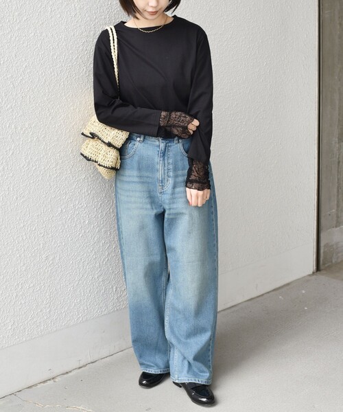 SHIPS Colors(シップス カラーズ)の「SHIPS Colors:〈手洗い可能〉レース 切替スリーブ カットソー◇(Tシャツ/カットソー・レディース・オフホワイト/ブラック/クリーム・ONE SIZE)」の20枚目の写真