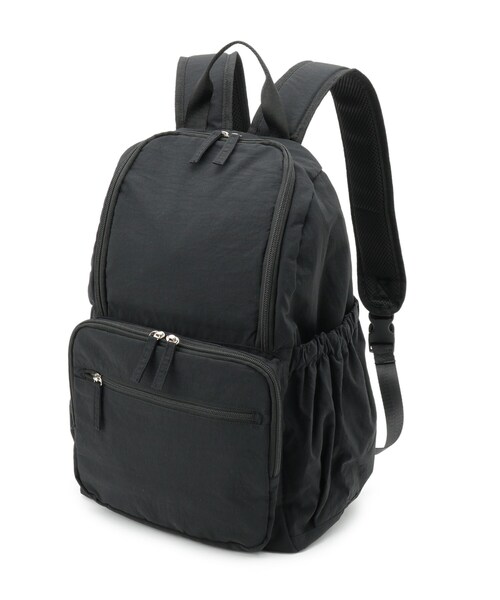 SHOO・LA・RUE（シューラルー）の「【撥水/13ポケット】ワンタッチショルダー 自立リュック（バックパック/リュック・レディース・ナチュラル/ブラック・00）」の7枚目の写真