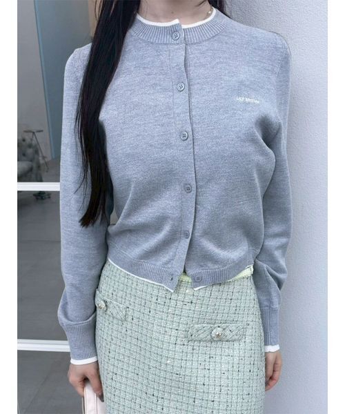 LILY BROWN(リリーブラウン)の「カラートリムニットカーディガン(カーディガン/ボレロ・レディース・グレー/ブルー/ドット/ピンク・F)」の2枚目の写真