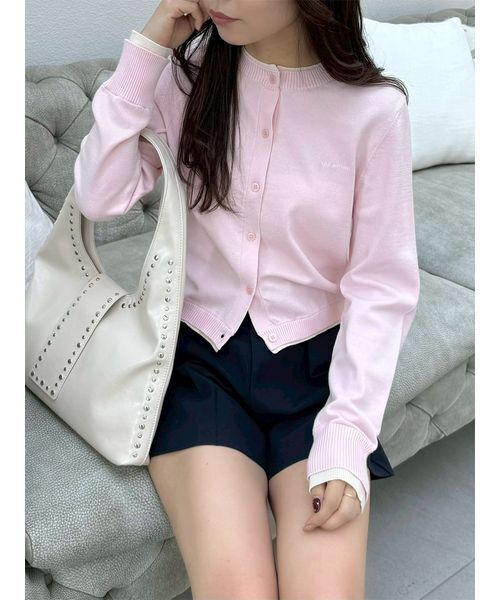 LILY BROWN(リリーブラウン)の「カラートリムニットカーディガン(カーディガン/ボレロ・レディース・グレー/ブルー/ドット/ピンク・F)」の4枚目の写真