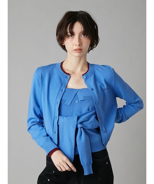 LILY BROWN(リリーブラウン)の「カラートリムニットカーディガン(カーディガン/ボレロ・レディース・グレー/ブルー/ドット/ピンク・F)」の7枚目の写真