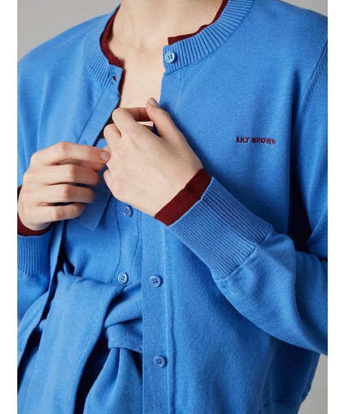 LILY BROWN(リリーブラウン)の「カラートリムニットカーディガン(カーディガン/ボレロ・レディース・グレー/ブルー/ドット/ピンク・F)」の10枚目の写真