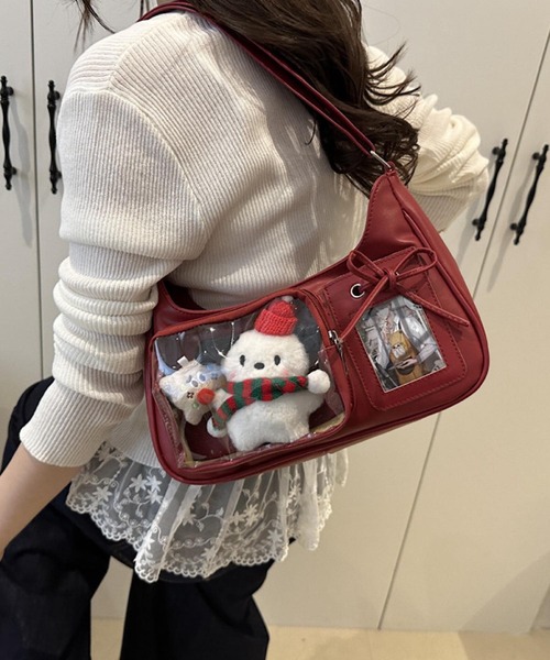 VIBGYOR（ヴィブジョー）の「oshipic/推し活 クリアポケット付き 見せる推し活 ミニショルダーバッグ S0033（ショルダーバッグ・レディース・ホワイト/レッド/ブラック/シルバー・FREE）」の3枚目の写真