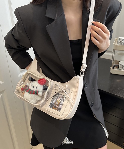 VIBGYOR（ヴィブジョー）の「oshipic/推し活 クリアポケット付き 見せる推し活 ミニショルダーバッグ S0033（ショルダーバッグ・レディース・ホワイト/レッド/ブラック/シルバー・FREE）」の2枚目の写真