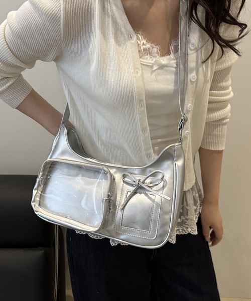 VIBGYOR（ヴィブジョー）の「oshipic/推し活 クリアポケット付き 見せる推し活 ミニショルダーバッグ S0033（ショルダーバッグ・レディース・ホワイト/レッド/ブラック/シルバー・FREE）」の7枚目の写真