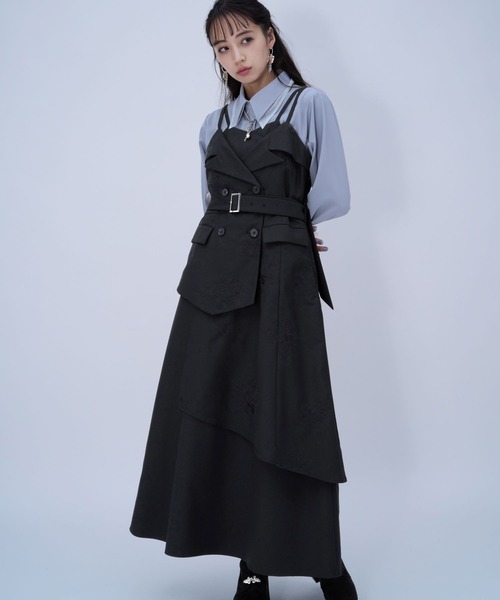 HARE(ハレ)の「Flowerシシュウジャンスカ(HARE)(ジャンパースカート・レディース・ライトブルー/ピンク/ブラック・FREE)」の1枚目の写真