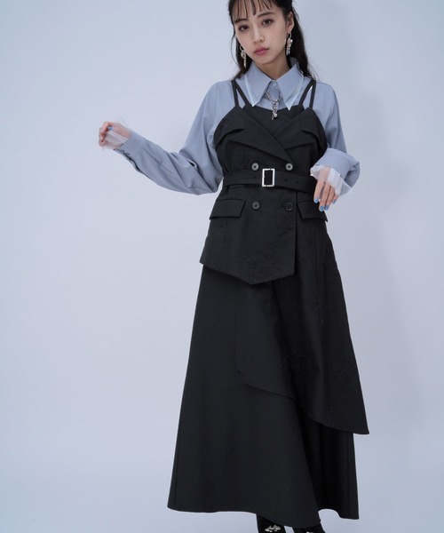 HARE(ハレ)の「Flowerシシュウジャンスカ(HARE)(ジャンパースカート・レディース・ライトブルー/ピンク/ブラック・FREE)」の11枚目の写真