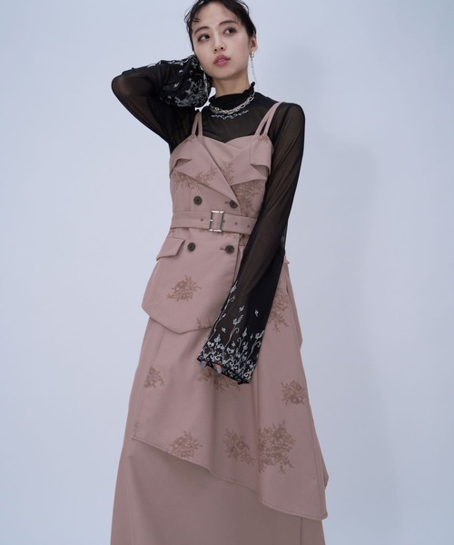 HARE(ハレ)の「Flowerシシュウジャンスカ(HARE)(ジャンパースカート・レディース・ライトブルー/ピンク/ブラック・FREE)」の13枚目の写真