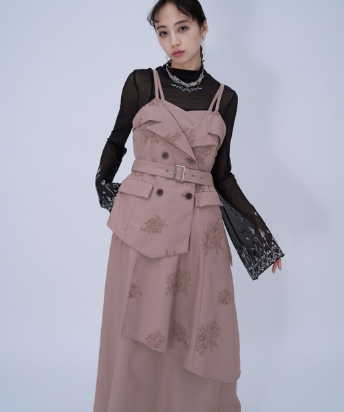 HARE(ハレ)の「Flowerシシュウジャンスカ(HARE)(ジャンパースカート・レディース・ライトブルー/ピンク/ブラック・FREE)」の14枚目の写真