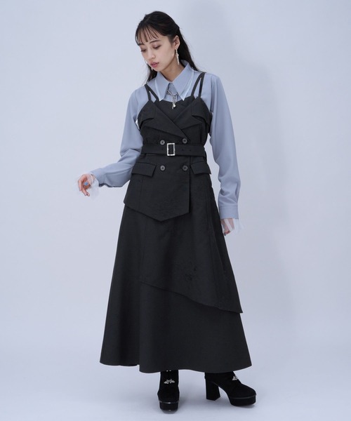 HARE(ハレ)の「Flowerシシュウジャンスカ(HARE)(ジャンパースカート・レディース・ライトブルー/ピンク/ブラック・FREE)」の7枚目の写真