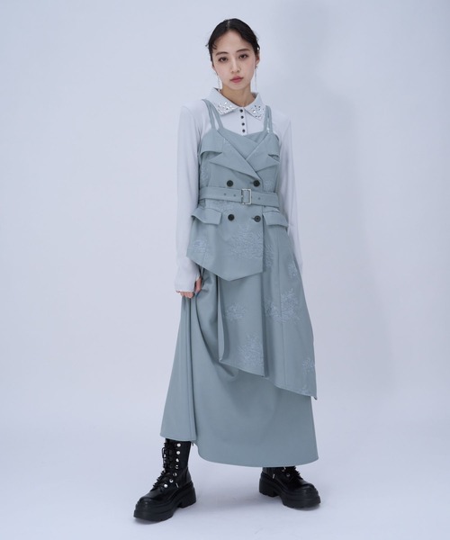 HARE(ハレ)の「Flowerシシュウジャンスカ(HARE)(ジャンパースカート・レディース・ライトブルー/ピンク/ブラック・FREE)」の10枚目の写真