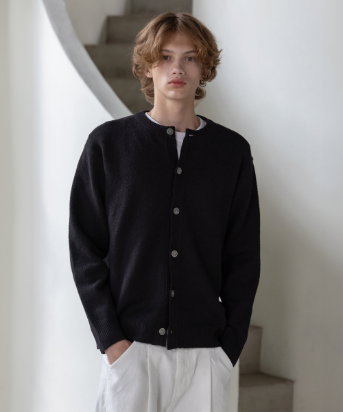 Comfort Round Neck Necktie Cardigan — черный кардиган с круглым вырезом