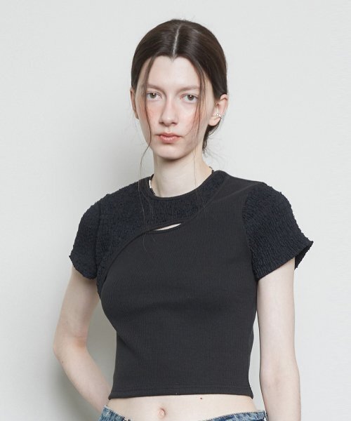 LARTIGENT(ラーティゼン)の「L3 CUTOUT SHORT SLEEVE T-SHIRT(BLACK)(Tシャツ/カットソー・レディース・その他・FREE)」の4枚目の写真