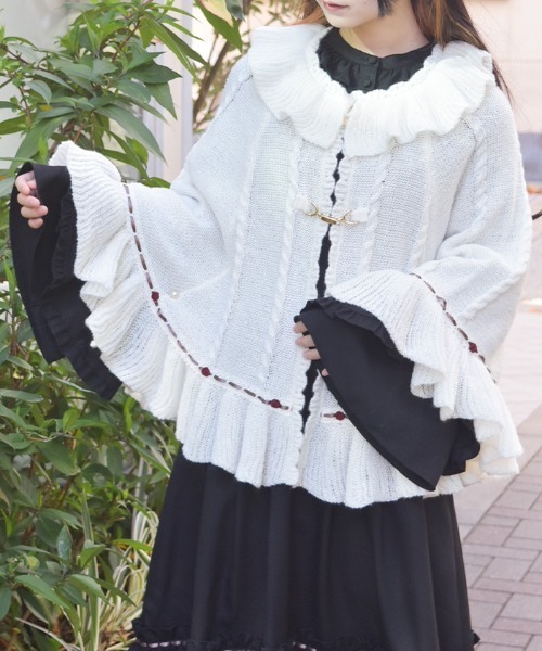 axes femme(アクシーズファム)の「ふわふわモヘアニットケープ(カーディガン/ボレロ・レディース・ピンク/モカ/キナリ・FREE)」の2枚目の写真