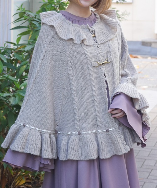 axes femme(アクシーズファム)の「ふわふわモヘアニットケープ(カーディガン/ボレロ・レディース・ピンク/モカ/キナリ・FREE)」の3枚目の写真