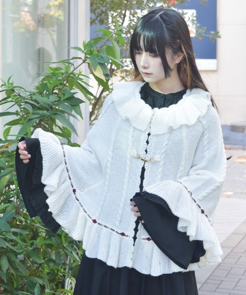 ふわふわモヘアニットケープ（カーディガン/ボレロ）｜axes femme