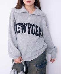 WEGO/【26年春新作】NEWYORKハーフジップニット