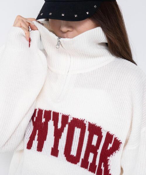 WEGO（ウィゴー）の「WEGO/【26年春新作】NEWYORKハーフジップニット（ニット/セーター・レディース・オフホワイト/サックスブルー/杢グレー・FREE）」の6枚目の写真