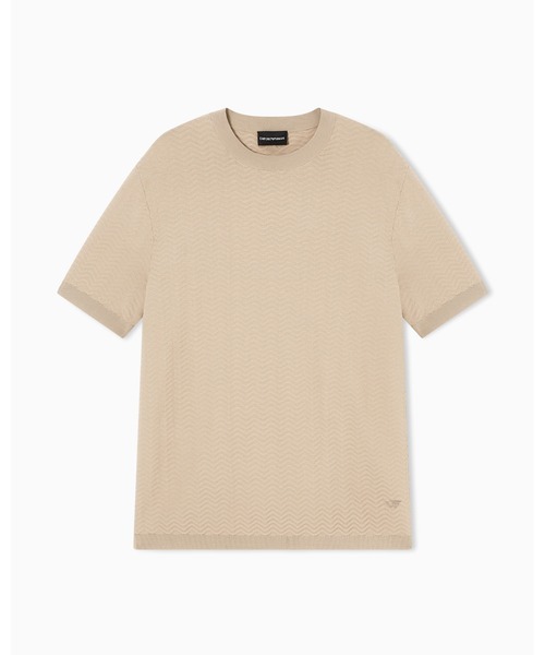 EMPORIO ARMANI（エンポリオアルマーニ）の「【エンポリオ アルマーニ】Icon ASV セーター ビスコース混紡 シェブロンニット（ニット/セーター・メンズ・ベージュ/ブラック系・X-SMALL/SMALL/MEDIUM/LARGE）」の2枚目の写真