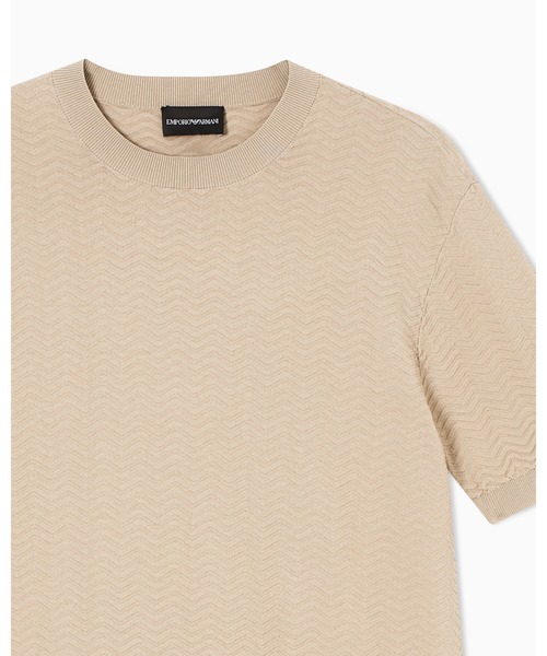 EMPORIO ARMANI（エンポリオアルマーニ）の「【エンポリオ アルマーニ】Icon ASV セーター ビスコース混紡 シェブロンニット（ニット/セーター・メンズ・ベージュ/ブラック系・X-SMALL/SMALL/MEDIUM/LARGE）」の8枚目の写真