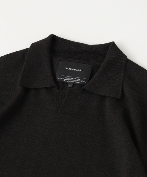 THE INOUE BROTHERS（ザイノウエブラザーズ）の「THE INOUE BROTHERS / ザ イノウエブラザーズ Pure Black Collar Neck（ニット/セーター・メンズ・ブラック・MEDIUM）」の3枚目の写真