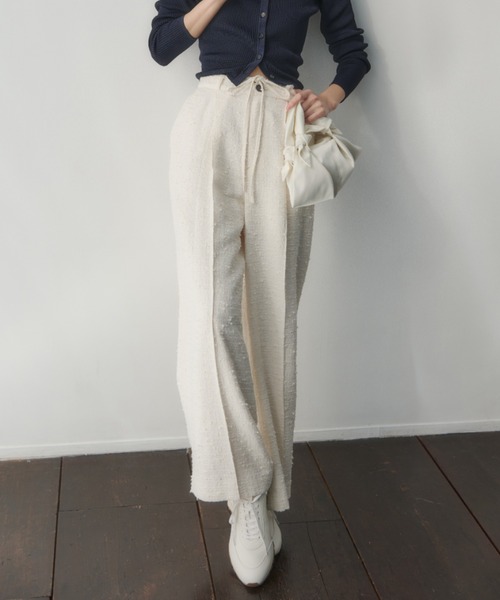 ツイードリボンベルトパンツ（その他パンツ）｜anuans（アニュアンス