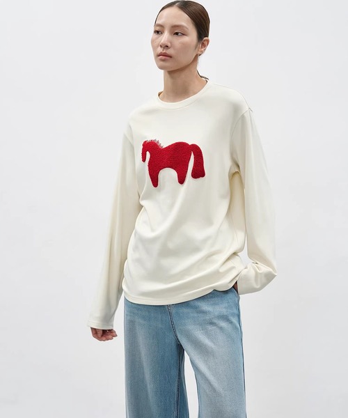 EIGHTHMONTH(エイスマンス)の「ホースモチーフトップス EM26s031【EIGHTHMONTH】(Tシャツ/カットソー・レディース・アイボリー/グレー・S/M)」の2枚目の写真