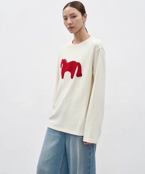 EIGHTHMONTH(エイスマンス)の「ホースモチーフトップス EM26s031【EIGHTHMONTH】(Tシャツ/カットソー・レディース・アイボリー/グレー・S/M)」の4枚目の写真
