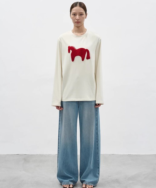 EIGHTHMONTH(エイスマンス)の「ホースモチーフトップス EM26s031【EIGHTHMONTH】(Tシャツ/カットソー・レディース・アイボリー/グレー・S/M)」の7枚目の写真