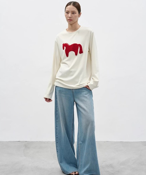 EIGHTHMONTH(エイスマンス)の「ホースモチーフトップス EM26s031【EIGHTHMONTH】(Tシャツ/カットソー・レディース・アイボリー/グレー・S/M)」の9枚目の写真