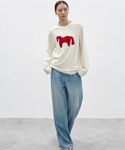 EIGHTHMONTH(エイスマンス)の「ホースモチーフトップス EM26s031【EIGHTHMONTH】(Tシャツ/カットソー・レディース・アイボリー/グレー・S/M)」の11枚目の写真
