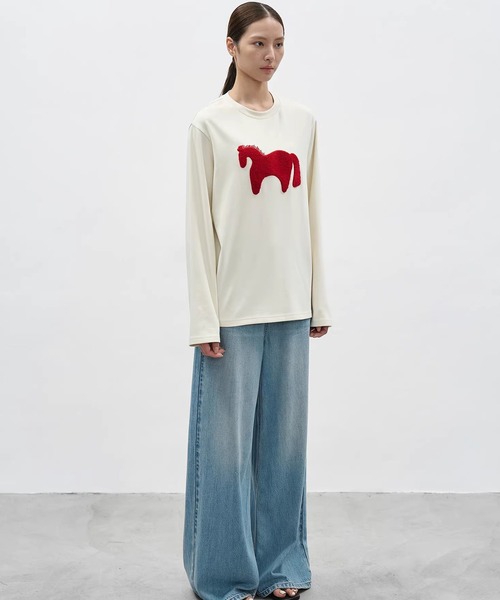 EIGHTHMONTH(エイスマンス)の「ホースモチーフトップス EM26s031【EIGHTHMONTH】(Tシャツ/カットソー・レディース・アイボリー/グレー・S/M)」の12枚目の写真