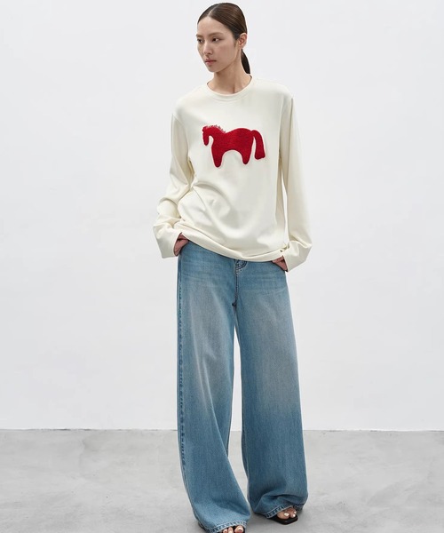 EIGHTHMONTH(エイスマンス)の「ホースモチーフトップス EM26s031【EIGHTHMONTH】(Tシャツ/カットソー・レディース・アイボリー/グレー・S/M)」の13枚目の写真